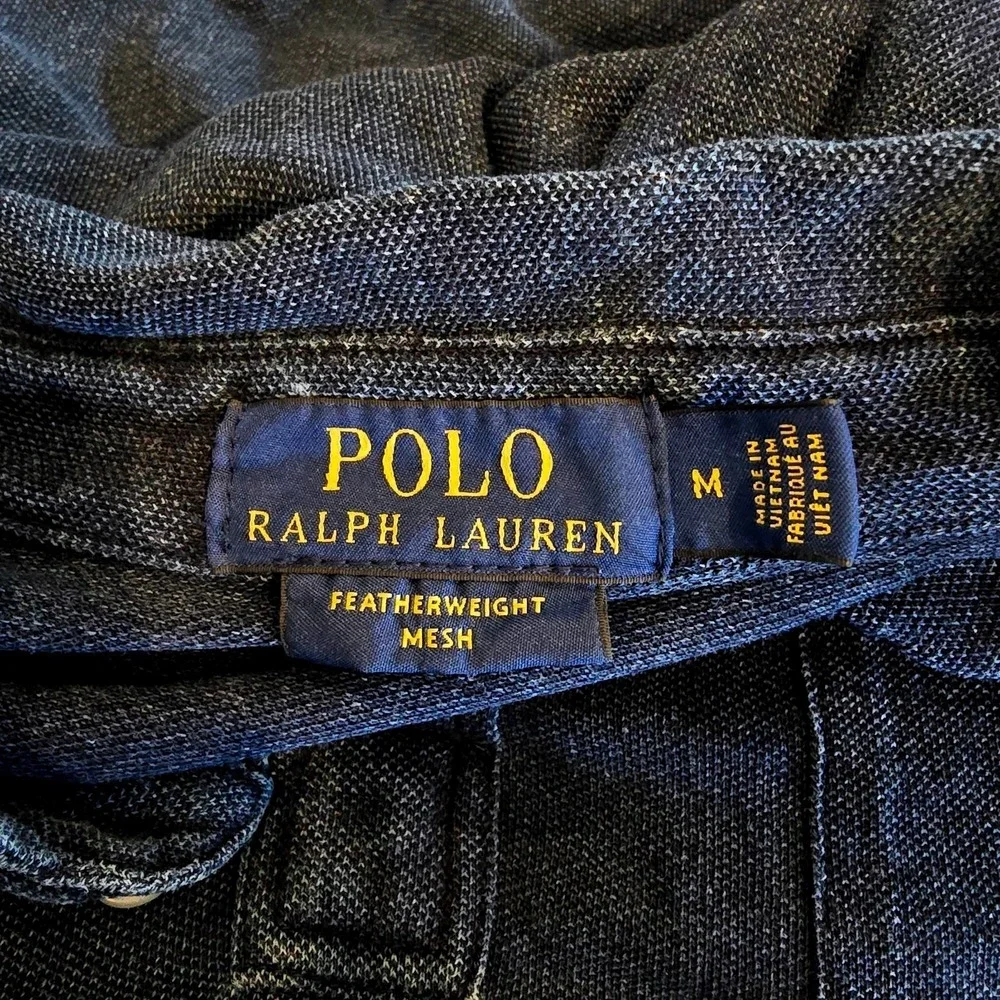 Polo Ralph Lauren Mens Blue Featherweight Mesh Long Sleeve Polo Shirt Size M
